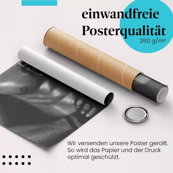 Muskulöser Oberkörper: Schwarz-Weiß | Postereck 1868 Muskulöser Oberkörper: Schwarz-Weiß | Postereck 1868