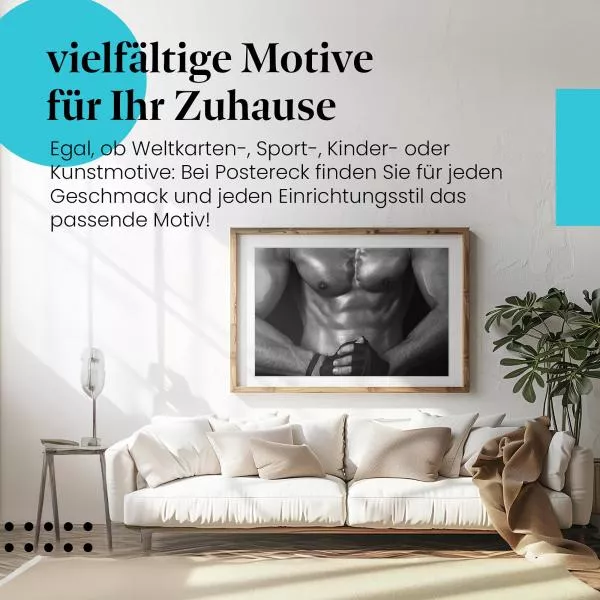 Muskulöser Oberkörper: Schwarz-Weiß | Postereck 1868 Muskulöser Oberkörper: Schwarz-Weiß | Postereck 1868