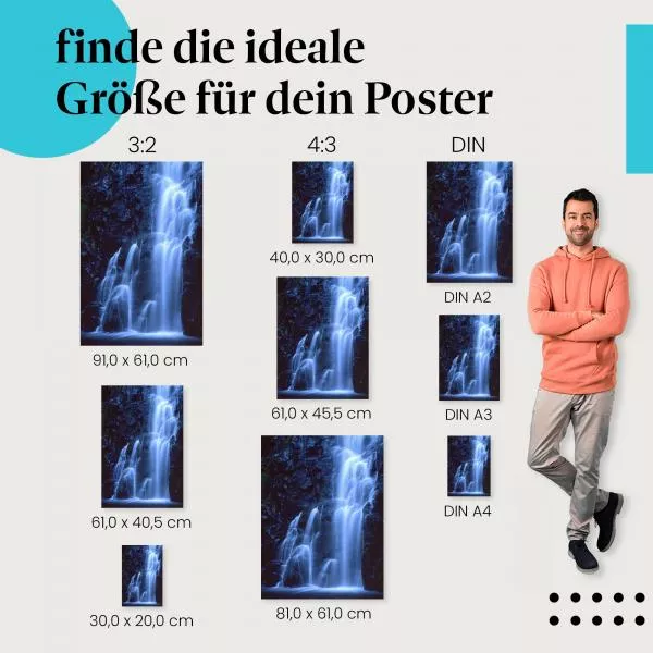 Mystischer Wasserfall: Mondlicht & Felsen | Postereck 0251 Mystischer Wasserfall: Mondlicht & Felsen | Postereck 0251