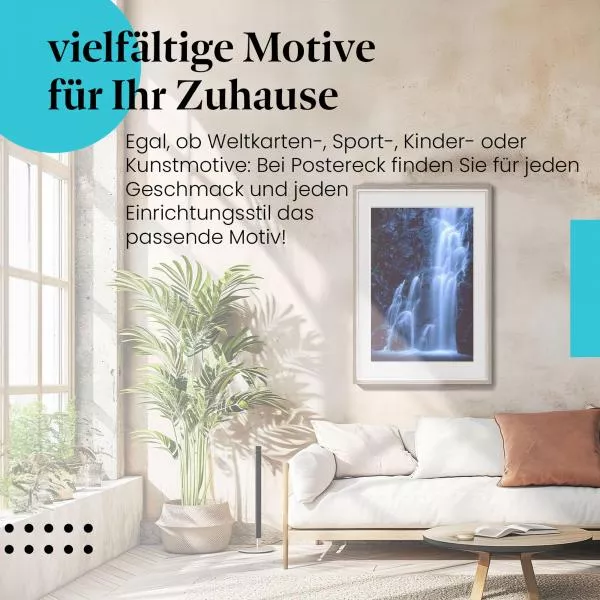 Mystischer Wasserfall: Mondlicht & Felsen | Postereck 0251 Mystischer Wasserfall: Mondlicht & Felsen | Postereck 0251