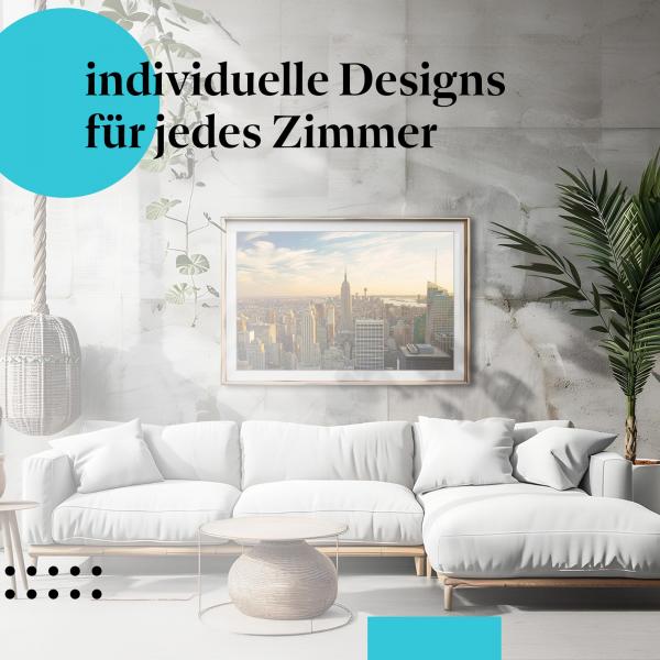 Schlafzimmer Deko: New York Skyline im "Abendlicht" Poster