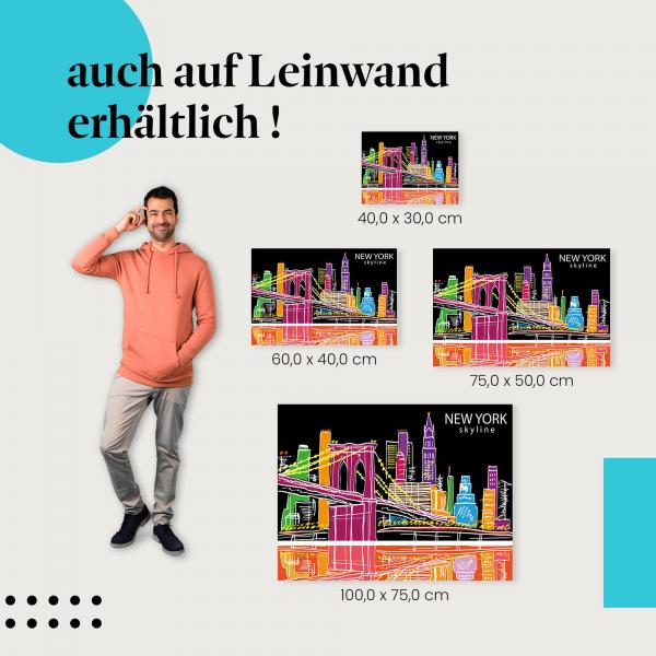 "New York Skyline" Leinwandbild. Finde die ideale Größe für dein Zuhause & setze Akzente mit Kunst!