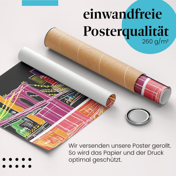 Gerolltes Poster "New York Skyline", Zeichnung.