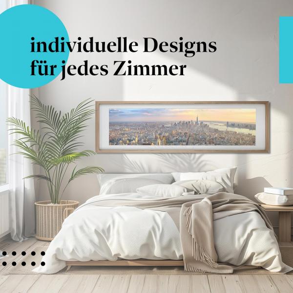 New York Skyline: Kunstdruck "Manhattan bei Sonnenuntergang" - einzigartig & beeindruckend.