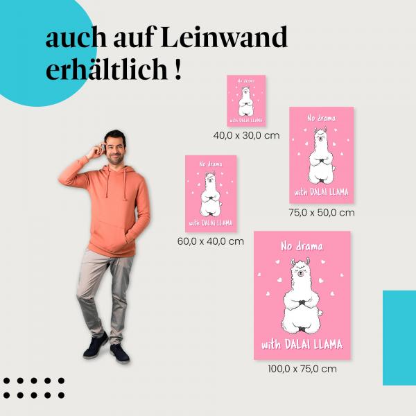 Lama: Leinwandbild. "No Drama...", Meditation, wähle deine Größe!