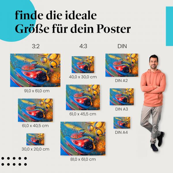 Makro, Poster: Ölflecken, Wasser, bunte Farben, abstrakt.