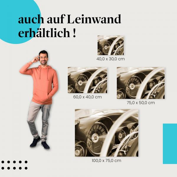 "Auto Armaturenbrett" Leinwandbild. Finde die ideale Größe & setze stilvolle Akzente mit Kunst in deinem Zuhause!