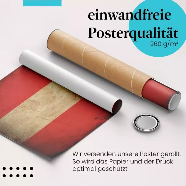 Österreich: Grunge Flagge im Retro-Stil | Postereck 0315 Österreich: Grunge Flagge im Retro-Stil | Postereck 0315