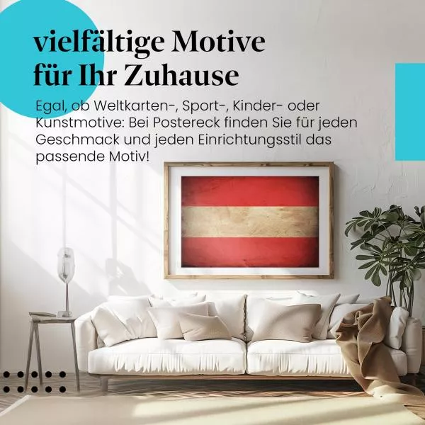 Österreich: Grunge Flagge im Retro-Stil | Postereck 0315 Österreich: Grunge Flagge im Retro-Stil | Postereck 0315