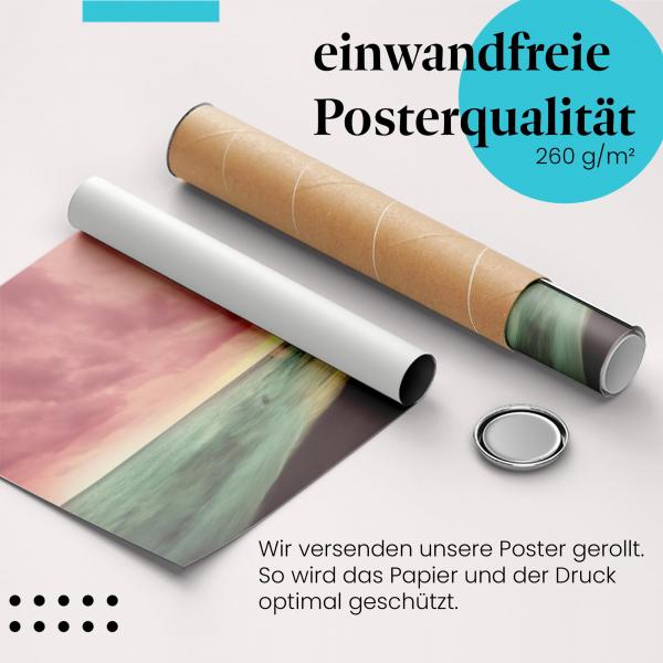 "Sonnenuntergang, Palmenstrand": Gerolltes Poster - romantisch.