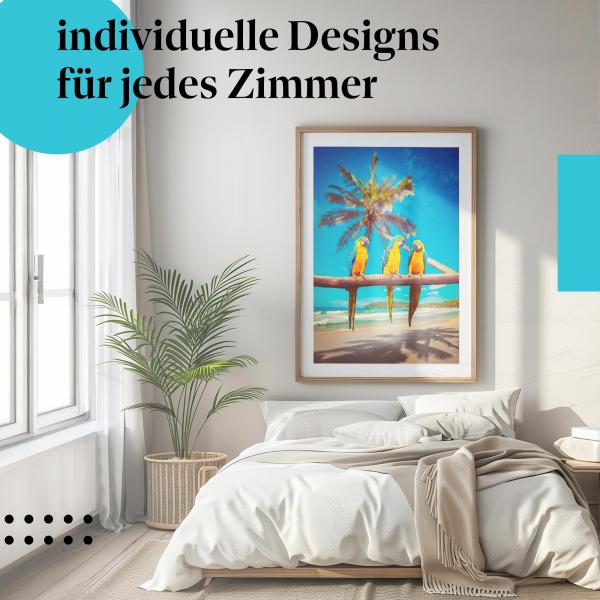 "Tropisches Flair": Kunstdruck - Deko für Reise- & Vogel-Fans.