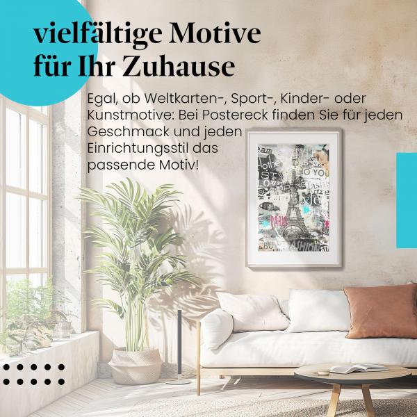 Stylisches Leinwandbild: Paris Eiffelturm Mode.