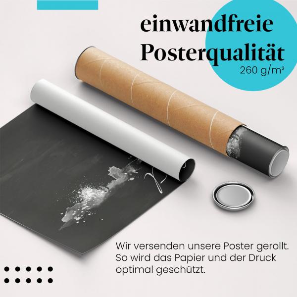 Gerolltes Poster "Paris Skyline", Schwarzweiß, Silhouette.