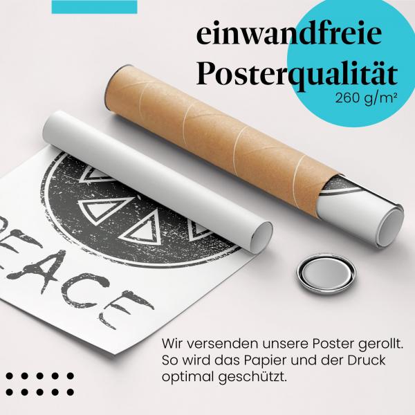 Gerolltes Poster "Peace Vintage". Das Peace-Zeichen im Used-Look, zeitloses Design.