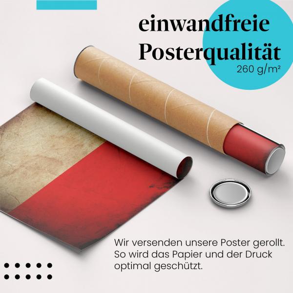 "Polen Flagge": Gerolltes Poster - Vintage, Grunge.