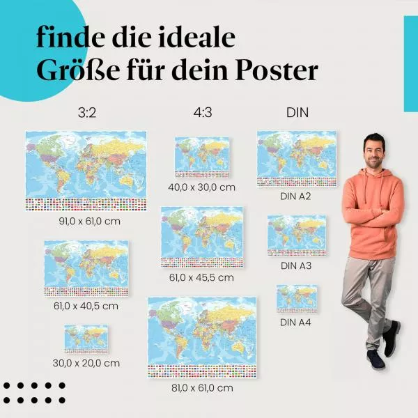 Weltkarte & Flaggen | Postereck 4086 Weltkarte & Flaggen | Postereck 4086