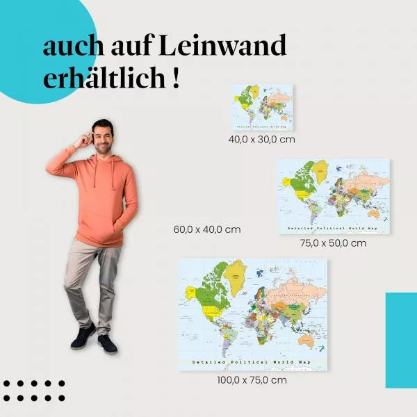 Politische Weltkarte: Länder & Kontinente | Postereck 0556 Politische Weltkarte: Länder & Kontinente | Postereck 0556