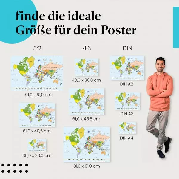 Politische Weltkarte: Länder & Kontinente | Postereck 0556 Politische Weltkarte: Länder & Kontinente | Postereck 0556