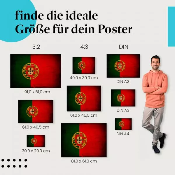 Portugal: Vintage Flagge im Used-Look | Postereck 0288 Portugal: Vintage Flagge im Used-Look | Postereck 0288