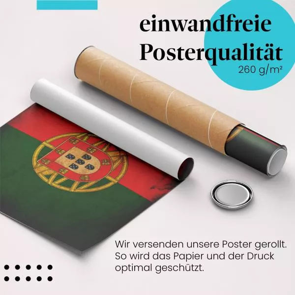 Portugal: Vintage Flagge im Used-Look | Postereck 0288 Portugal: Vintage Flagge im Used-Look | Postereck 0288