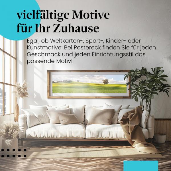 Leinwandbild "Raps": Gelbe Blüten, hügelige Landschaft - Frühlingsstimmung pur!