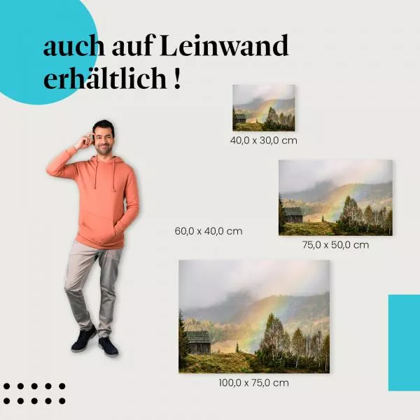 Berghütte & Regenbogen: Magischer Moment | Postereck 0675 Berghütte & Regenbogen: Magischer Moment | Postereck 0675