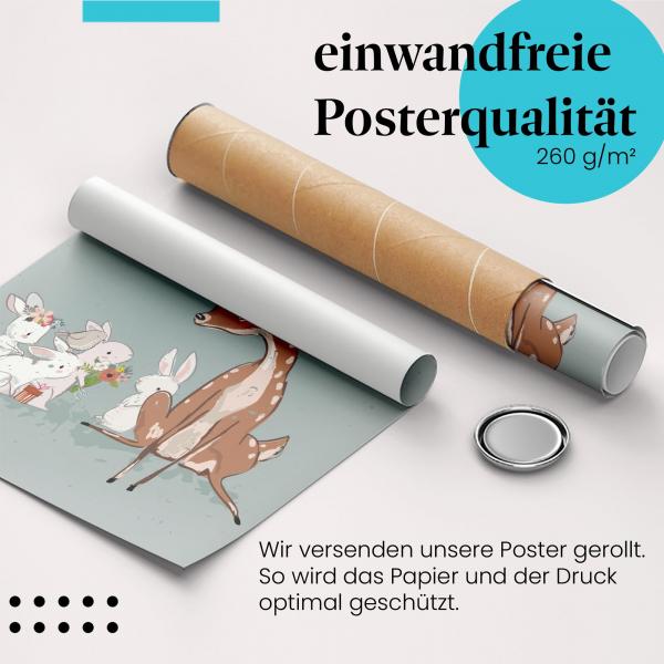 Gerolltes Poster "Freundschaft" - Tierische Freundschaft, sicher verpackt.