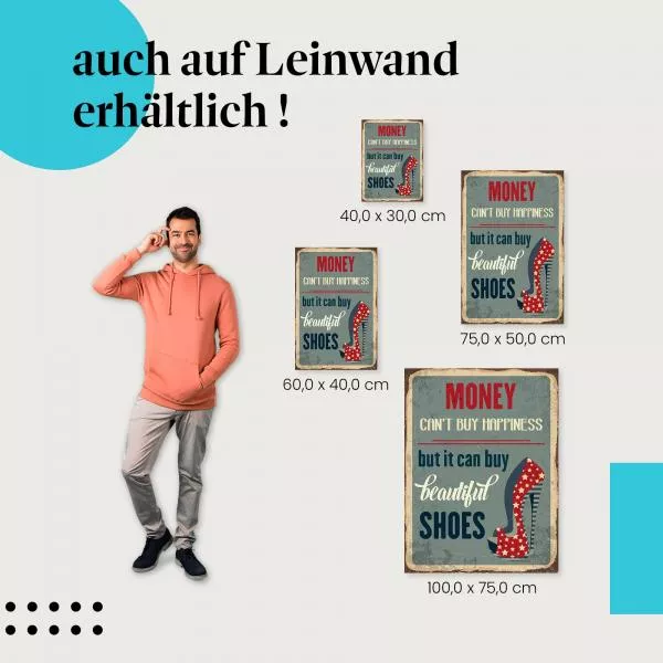 Vintage-Schild: "Geld & schöne Schuhe" | Postereck 0822 Vintage-Schild: "Geld & schöne Schuhe" | Postereck 0822