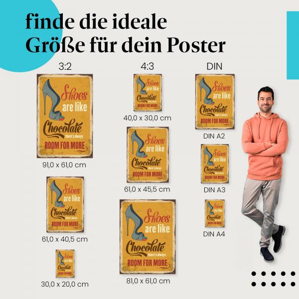 "Schuhe sind wie Schokolade" Poster: Retro-Schild - jetzt bestellen!