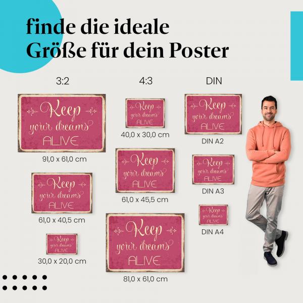 "Halte deine Träume am Leben!" Poster: Vintage-Schild - jetzt bestellen!