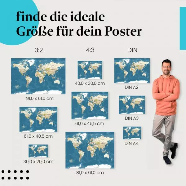 Weltkarte Retro | Postereck 4087 Weltkarte Retro | Postereck 4087
