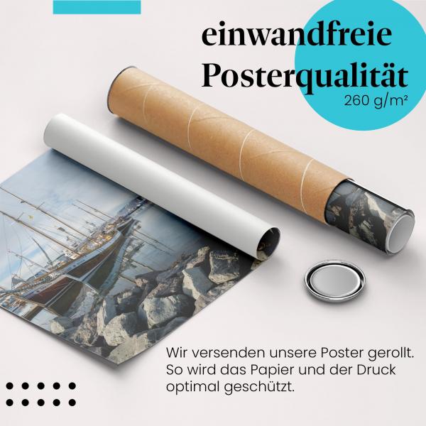 Gerolltes Poster "Reykjavik Hafen" - Island & Seefahrt, sicher verpackt.
