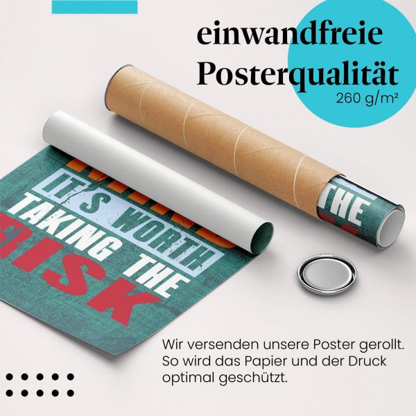 "Risiko": Gerolltes Poster, Zitat.