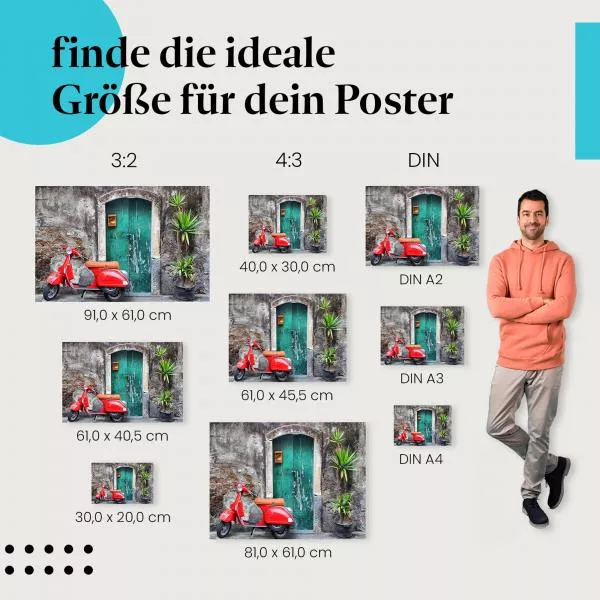 Italienisches Flair: Roller & Grüne Tür | Postereck 0537 Italienisches Flair: Roller & Grüne Tür | Postereck 0537
