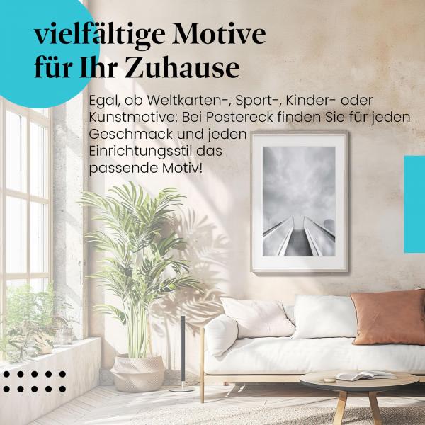 Dieses Leinwandbild mit der Rolltreppe ist ein Hingucker und versprüht den Eindruck von Aufstieg.