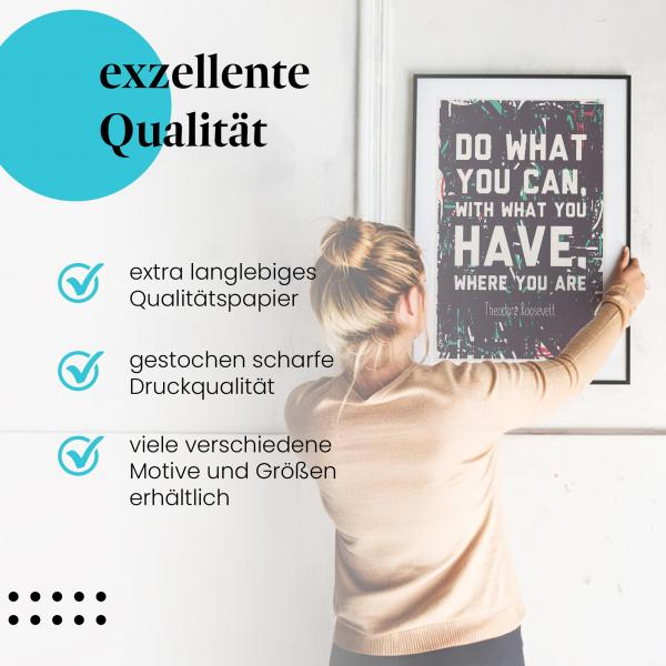 Gerahmtes Wandbild: Mach was du kannst, Inspirierendes Zitat, hochwertige Druckqualität. Verschiedene Größen erhältlich.