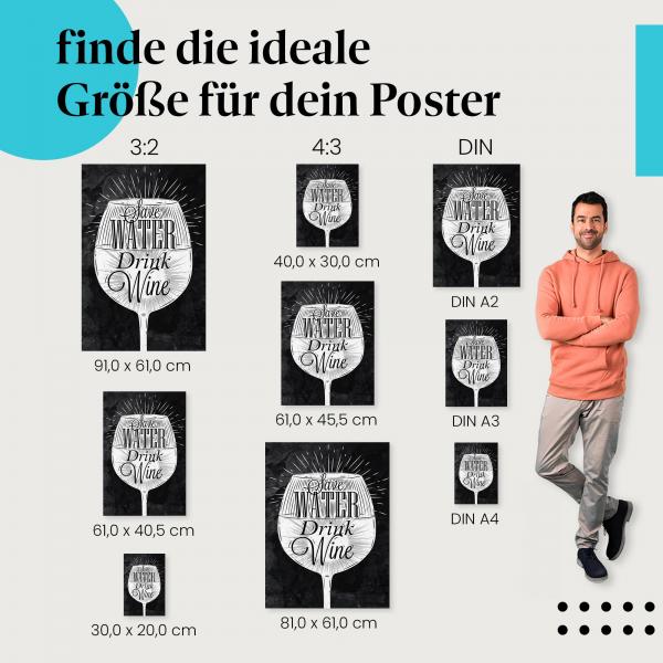 "Save Water Drink Wine" Poster: Lustiger Wein-Spruch!