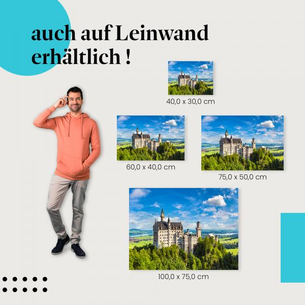 Schloss Neuschwanstein: Leinwandbild. Felsen, wähle deine Größe!