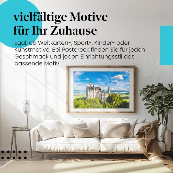 Leinwandbild "Neuschwanstein": Märchenschloss, Hügel - ein Traum!
