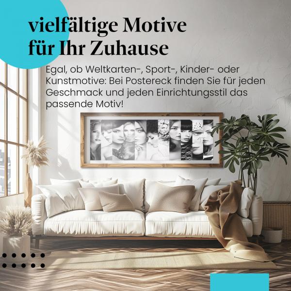 Frauenpower: Schwarzweiß-Poster mit Porträts - vielfältig & ausdrucksstark.
