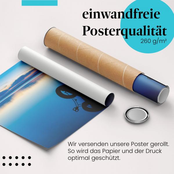 Gerolltes Poster "Sonnenaufgang am See". Friedvolles Naturmotiv, sicher verpackt.