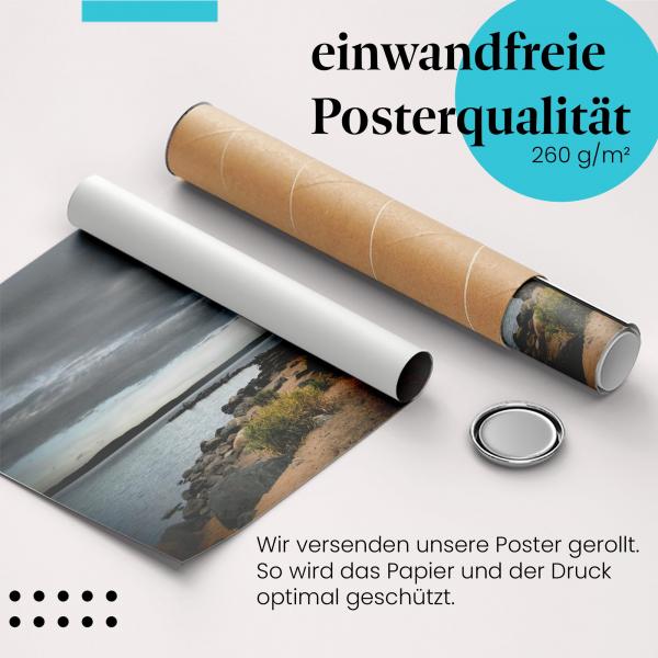 Gerolltes Poster "Seeufer", Sturm, dramatisch.