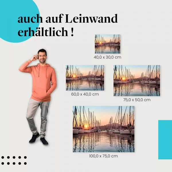 Sonnenuntergang: Segelboote im Hafen | Postereck 1352 Sonnenuntergang: Segelboote im Hafen | Postereck 1352