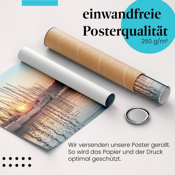 "Sonnenuntergang": Gerolltes Poster, Hafen, Segelboote.