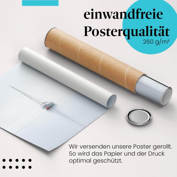 Gerolltes Poster "Minimalismus am See" - Ruhe & Weite, sicher verpackt.