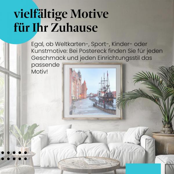 Leinwandbild "Segelschiff": Danzig, Hafen, historische Gebäude - maritimes Flair.
