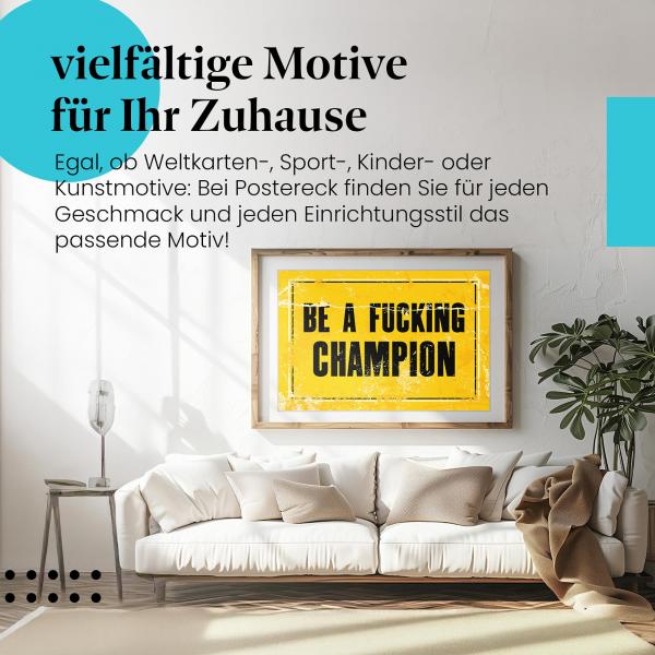 Dieses kraftvolle Leinwandbild motiviert dazu, die eigenen Ziele mit Leidenschaft und Kampfgeist zu verfolgen.