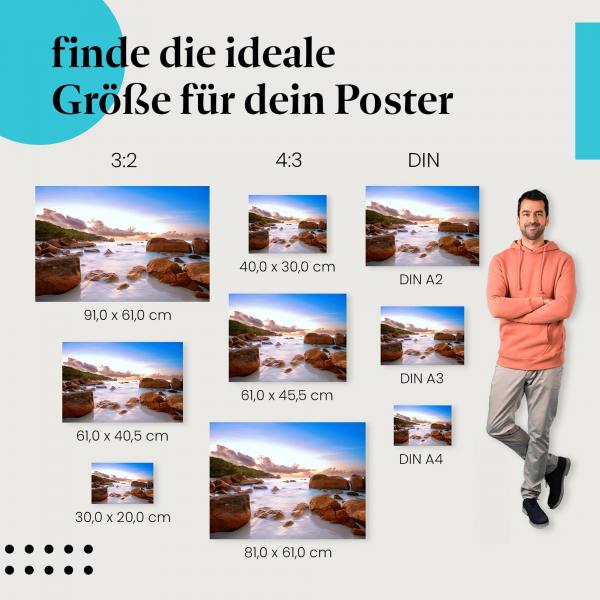 "Seychellen: Paradiesischer Strand bei Sonnenuntergang": Poster - Meer, Urlaub & Natur