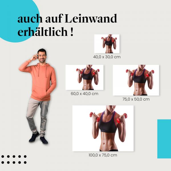 Frau mit Sixpack trainiert: Leinwandbild. Fitness-Motivation für dein Zuhause.
