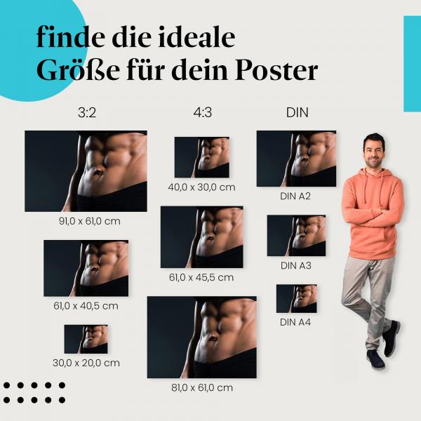 Fitness, Poster: Frau, Bauchmuskeln, athletisch.